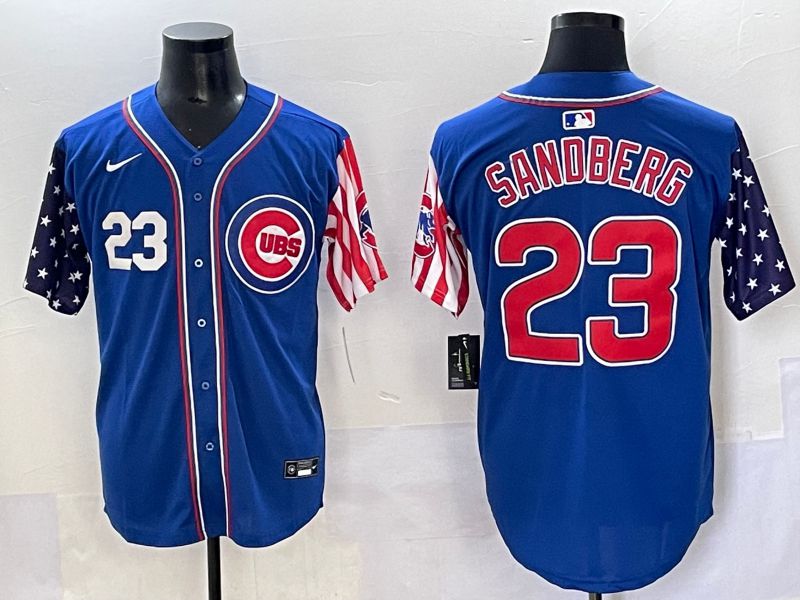 Men 2025 Chicago Cubs #23 Sandberg Blue a generation of national flags Joint Name Nike MLB Jersey style 2->chicago cubs->MLB Jersey